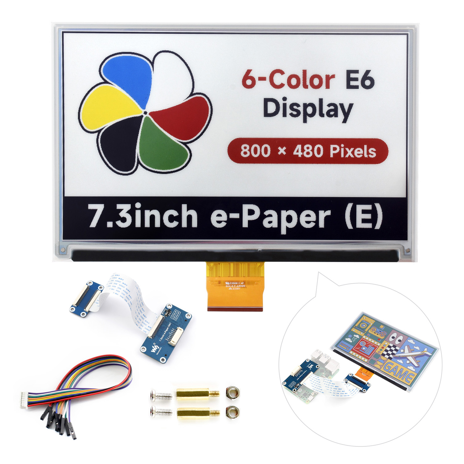 Waveshare 7.3inch 6-Color E-Pa - Pi Power Supply review and price